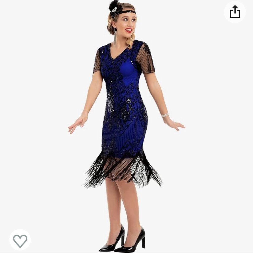 NWT Plus Size Flapper Dress - Size 3XL - blue/black
